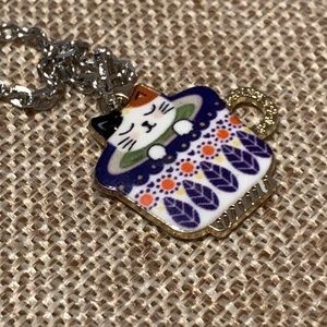 Tea cup cat Necklace 18” NWOT
